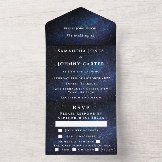 Invitation Tout En Un Galaxy Starry Night Stars Sky Mariage Nebula (À l'intérieur)