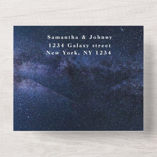 Invitation Tout En Un Galaxy Starry Night Stars Sky Mariage Nebula Photo (Verso)