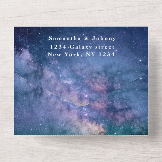Invitation Tout En Un Galaxy Starry Night Stars Sky Mariage Nebula Photo (Verso)
