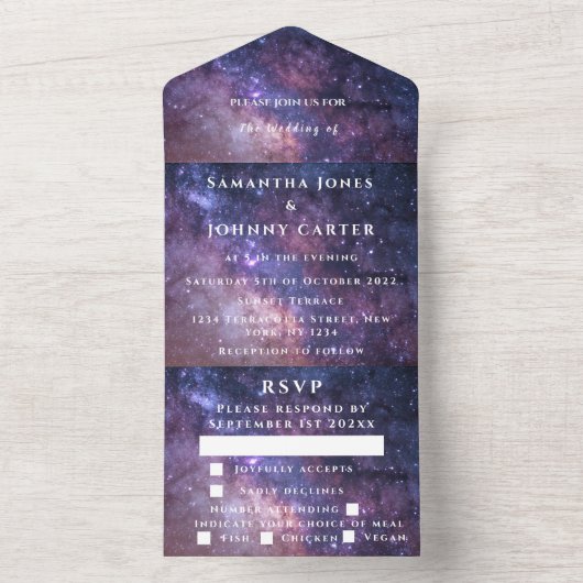 Invitation Tout En Un Galaxy Starry Night Universe Sky Mariage Nebula (À l'intérieur)
