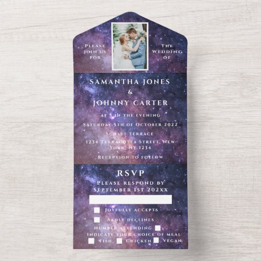 Invitation Tout En Un Galaxy Starry Night Universe Sky Mariage Nebula (À l'intérieur)