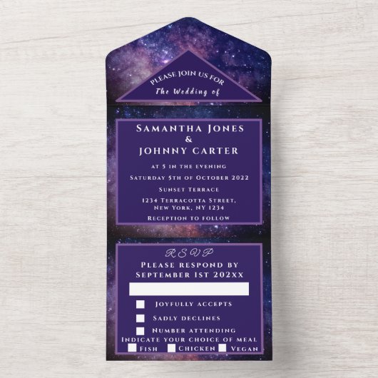 Invitation Tout En Un Galaxy Universe Nebula Starry Night Sky Space (À l'intérieur)