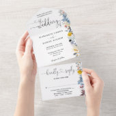 Invitation Tout En Un Garden Floral Elegant Hearts Script Mariage (Déchirure)