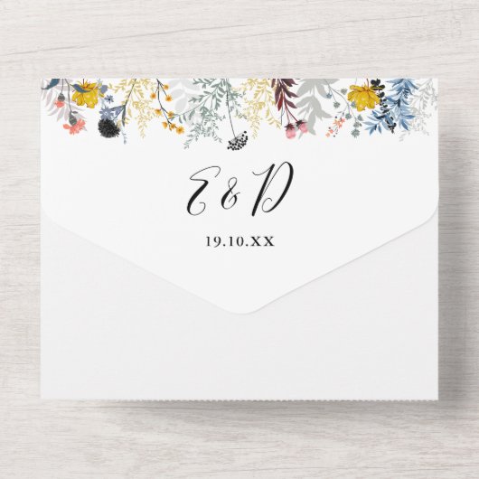 Invitation Tout En Un Garden Floral Elegant Hearts Script Mariage (Verso)