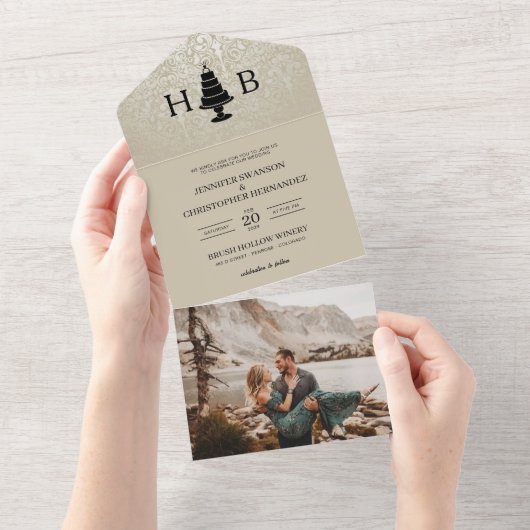 Invitation Tout En Un Gâteau mariage (Déchirure)