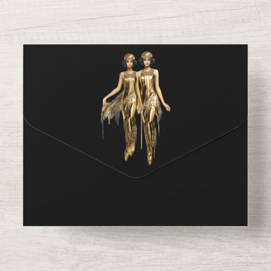 Invitation Tout En Un Gatsby mariage rugissant vingtaine fille flippante (Verso)