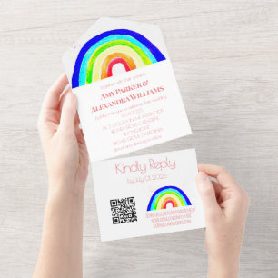 Invitation Tout En Un Gay Rainbow coloré LGBT Pride RSVP QR Code