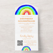 Invitation Tout En Un Gay Rainbow Mariage LGBT Pride RSVP QR Code (À l'intérieur)