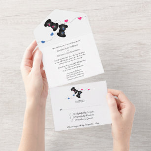 Invitation Tout En Un Geeky Gamers All in One Wedding Inviter   Rose/Ble