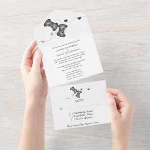 Invitation Tout En Un Geeky Gamers All in One Wedding Inviter   Violet
