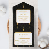 Invitation Tout En Un Glam Art Déco Black Gatsby 1920 Style Mariage