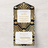 Invitation Tout En Un Glam Art Déco Black Gatsby 1920 Style Mariage (À l'intérieur)