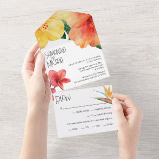 Invitation Tout En Un Glam Modern Tropical Chic Mariage