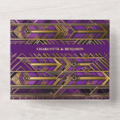 Invitation Tout En Un Glam Purple & Gold Gatsby Art Déco Mariage des ann (Verso)