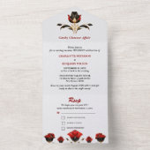 Invitation Tout En Un Glam Red Black Gold Gatsby Art Déco Mariage des an (À l'intérieur)