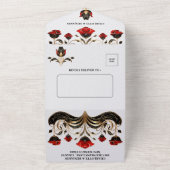 Invitation Tout En Un Glam Red Black Gold Gatsby Art Déco Mariage des an (Dehors)