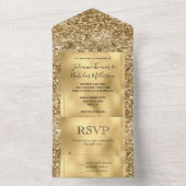 Invitation Tout En Un Glitzy Gold Glam Parties scintillant (À l'intérieur)
