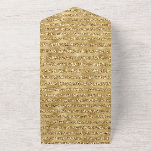 Invitation Tout En Un Glitzy Gold White Glam Parties scintillant Sparkle (Dehors)