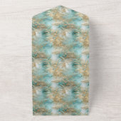 Invitation Tout En Un Gold Aqua White Feuilles tropicaux (Dehors)
