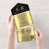Invitation Tout En Un Gold Bar Mariage élégant (Déchirure)