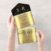 Invitation Tout En Un Gold Bar Mariage élégant (Déchirure)