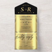 Invitation Tout En Un Gold Bar Mariage élégant (À l'intérieur)