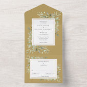 Invitation Tout En Un Gold Botanical Greenery Feuille Mariage (À l'intérieur)