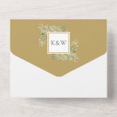 Invitation Tout En Un Gold Botanical Greenery Feuille Mariage (Verso)
