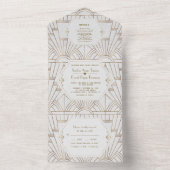 Invitation Tout En Un Gold Fleur de lis Art Déco Great Gatsby Mariage (À l'intérieur)