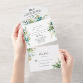 Invitation Tout En Un Gold Floral Tropical Greenery Mariage (Déchirure)