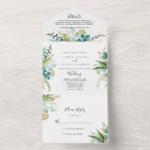 Invitation Tout En Un Gold Floral Tropical Greenery Mariage (À l'intérieur)