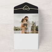 Invitation Tout En Un Gold Heart Mariage noir et blanc (Dehors)