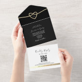 Invitation Tout En Un Gold Heart Mariage noir et blanc (Déchirure)