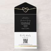 Invitation Tout En Un Gold Heart Mariage noir et blanc (À l'intérieur)