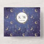 Invitation Tout En Un Gold Stars Moon Stars Celestin QR Code Mariage (Verso)
