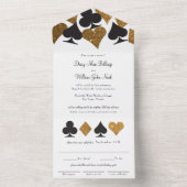Invitation Tout En Un Gold sur White Faux Parties scintillant Las Vegas  (À l'intérieur)