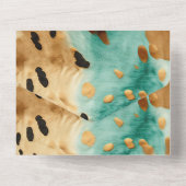 Invitation Tout En Un Gold Turquoise Mariage d'animal noir (Verso)