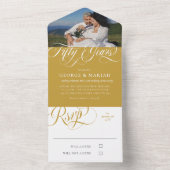 Invitation Tout En Un Gold White Swirls Photo 50e anniversaire Mariage (À l'intérieur)