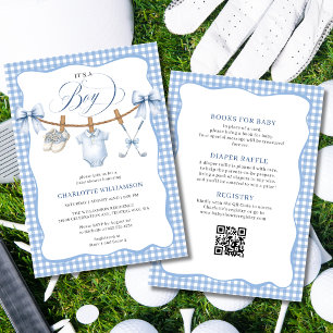 Invitation Tout En Un Golf Linge Bleu Bébé Shower