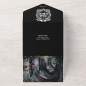 Invitation Tout En Un Gothic Ruins Monogram QR Code Wedding (Dehors)