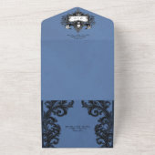 Invitation Tout En Un Gothique Black & Blue Halloween Filigrane Sans Dîn (Dehors)