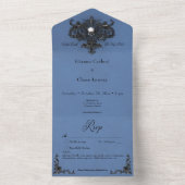Invitation Tout En Un Gothique Black & Blue Halloween Filigrane Sans Dîn (À l'intérieur)