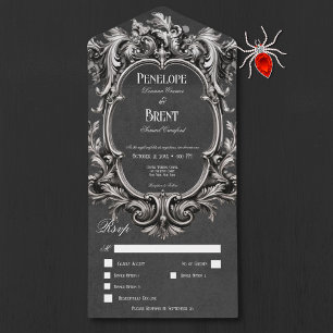 Invitation Tout En Un Gothique Black Moody Victorian Frame Diner