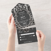 Invitation Tout En Un Gothique Black Moody Victorian Frame No Dinner (Déchirure)