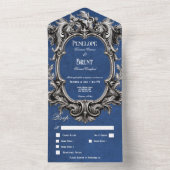 Invitation Tout En Un Gothique Blue Moody Victorian Frame Diner (À l'intérieur)