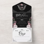 Invitation Tout En Un Gothique Floral Squelette Main Coeur Bébé Fille Do (À l'intérieur)