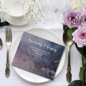 Invitation Tout En Un Gothique foncé violet lavande florale QR Code phot