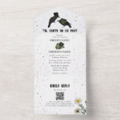 Invitation Tout En Un Gothique Halloween noir Rose Corbeaux Mariage (À l'intérieur)