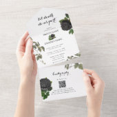 Invitation Tout En Un Gothique Halloween Rose noir Mariage blanc (Déchirure)