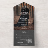 Invitation Tout En Un Gothique Moody Black Elegant Photo QR Code (À l'intérieur)